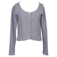 CHANEL Purple Wool Jacket Coat Blazer Long Sleeve Crystal Buttons 38 RUNWAY 2012