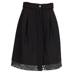 Chanel Black Cotton Tweed Lace Skirt