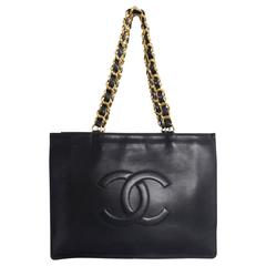 Chanel Vintage 1994 Large CC Shopper Tote with Heavy Chain Handles