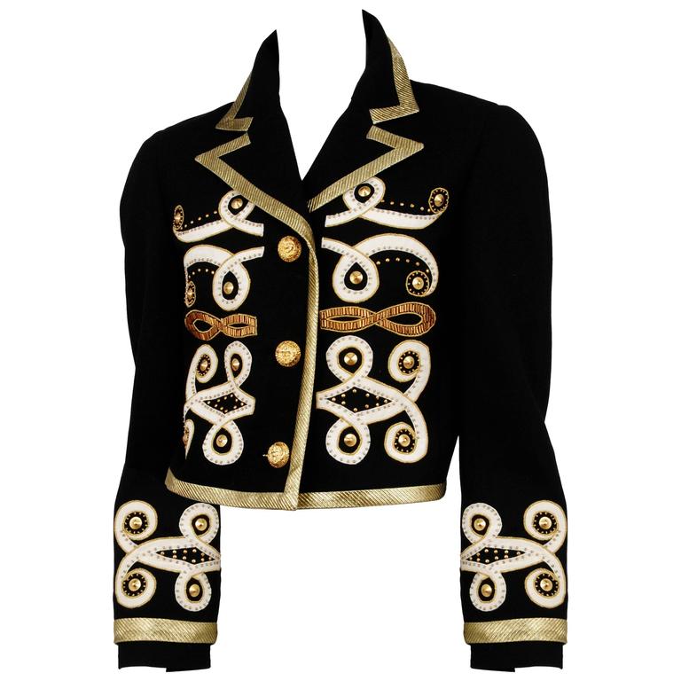 Versace Black and Gold Wool Jacket For Sale at 1stDibs