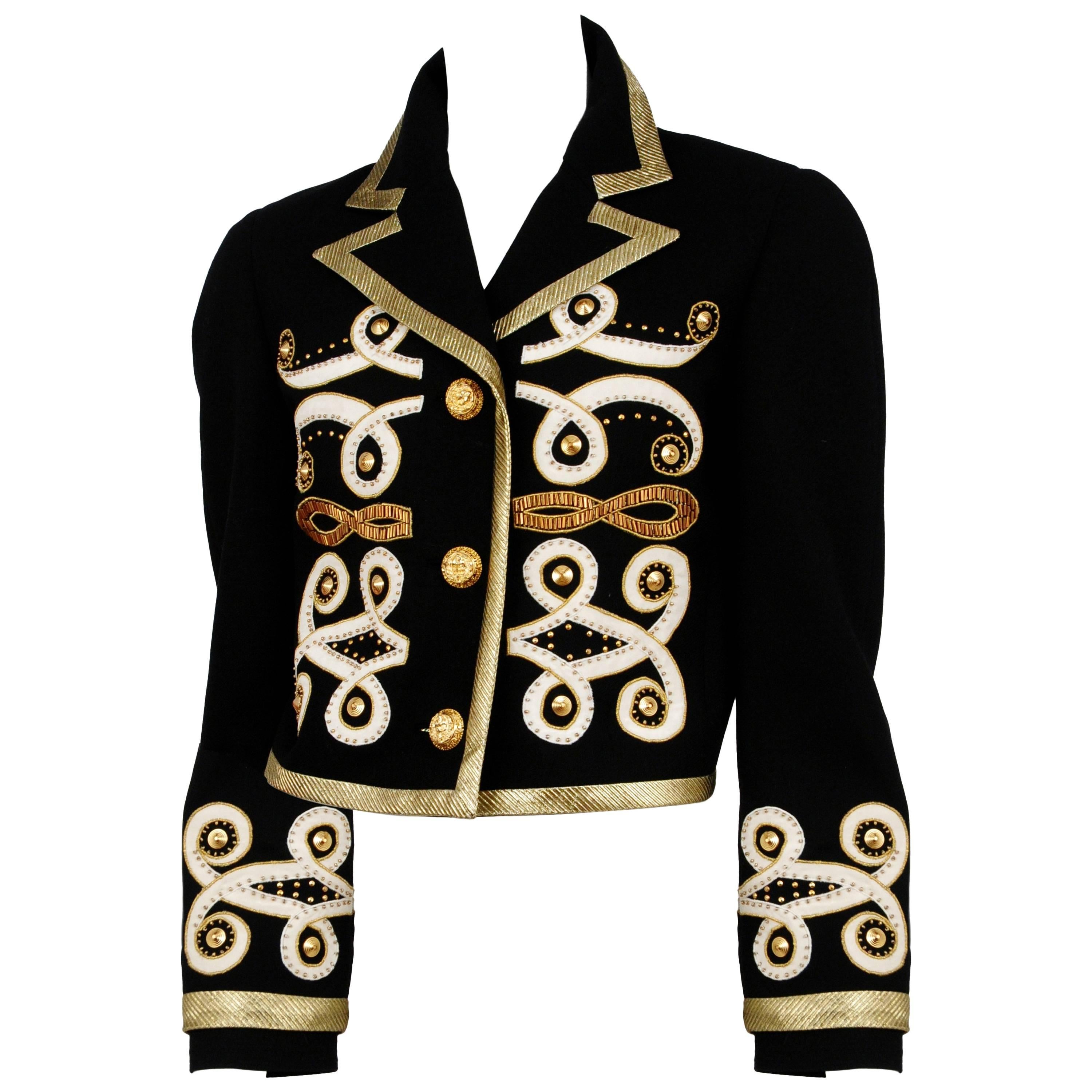 Versace Black & Gold Wool Jacket