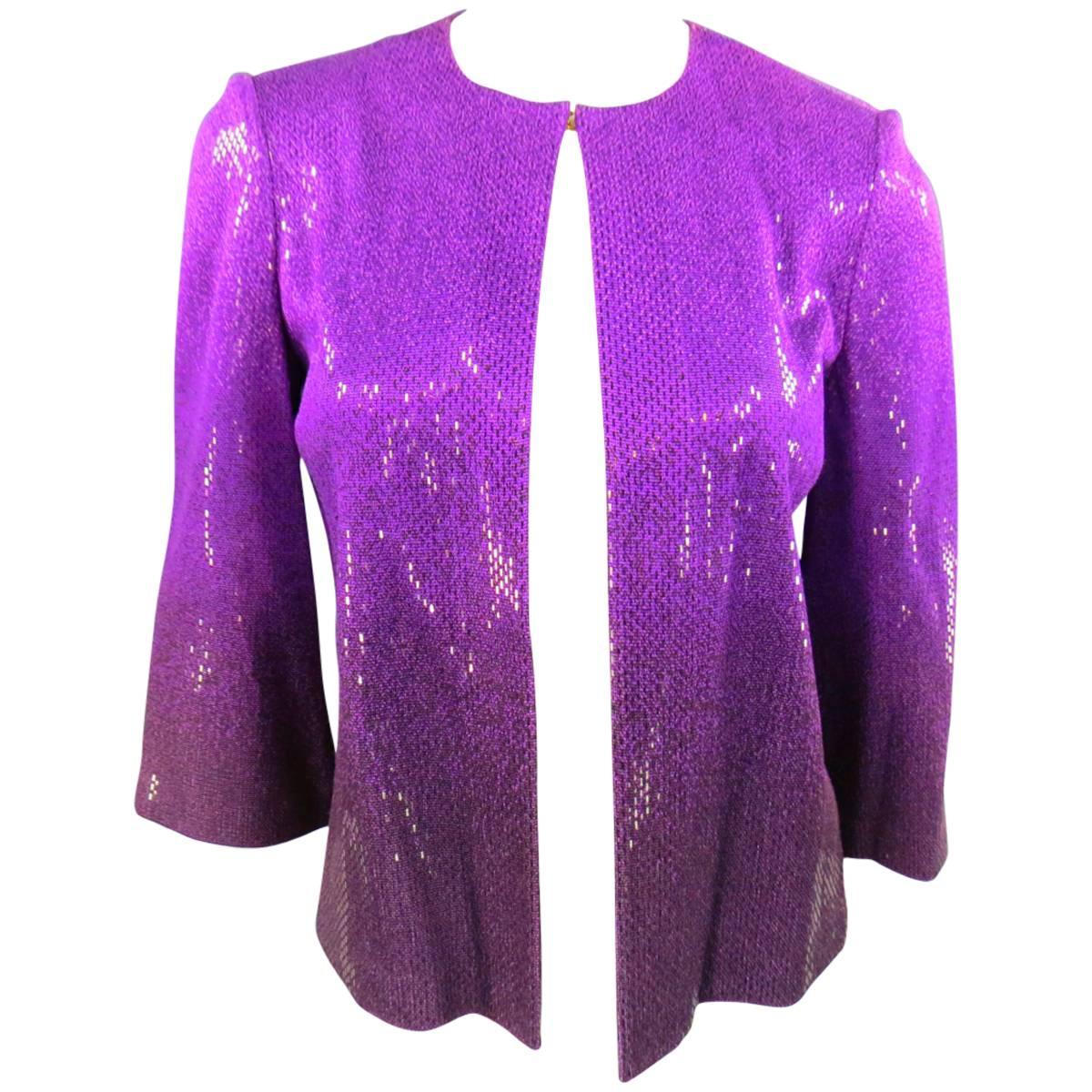 ST. JOHN Size 4 Orchid Purple Sequin Sparkle Ombre Gradient Jacket