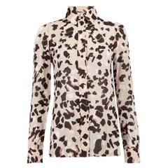 Missoni Women's Pink Silk Leopard Print Button Up Sheer Shirt