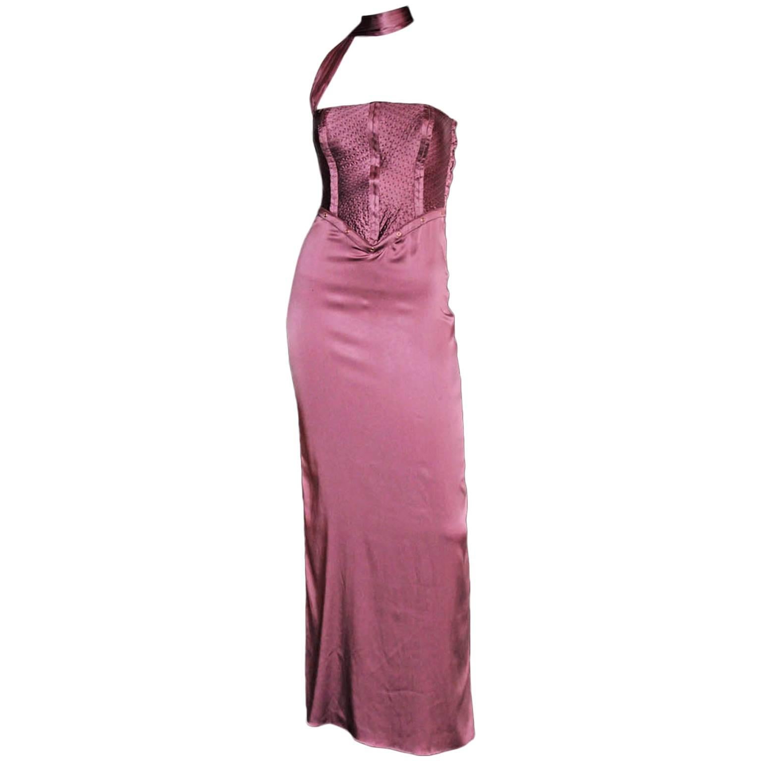 Free Shipping: Iconic Tom Ford Gucci FW 2003 Rose Silk Runway Corset Gown! 44