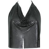 Top Vintage Silver Gun® in maglia metallica con patina, halter top