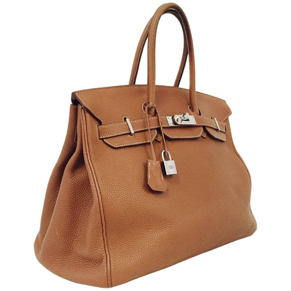 2009 Hermes Birkin 35 Gold Clemence Leder mit Palladium Hardware