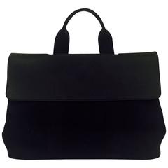 Hermes Black Canvas and Leather Valparaiso Bag GM PHW