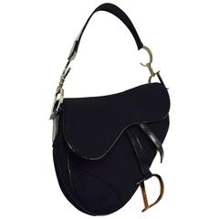Christian Dior Black Patent and Nylon Saddle Bag 