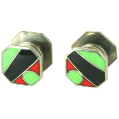 Art Deco Enamel Snap Links