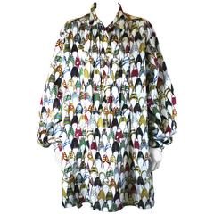 Salvatore Ferragamo Signature Shoe Print Linen Tunic 8