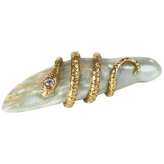 Vintage Victorian Entwined Snake on Natural Pearl