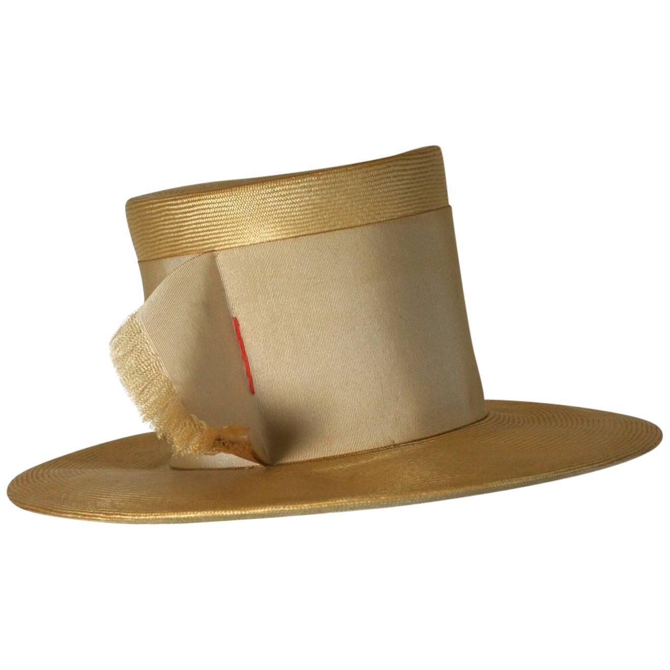 Charming Straw "Top" Hat For Sale at 1stdibs