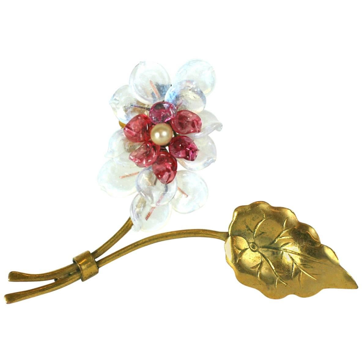 Louis Rousselet Flower Brooch For Sale