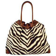 MICHAEL Michael Kors Zebra Print Canvas Hobo With Toffee Leather Trim