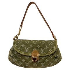 Louis Vuitton Pleaty Green Denim Shoulder Bag