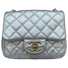 2009 Chanel Timeless Mini Flap Silver Leather 