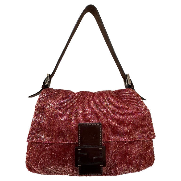 Fendi Mama Baguette Red Beads Brown Leather L.E. For Sale At 1Stdibs