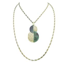 Trifari Sleek Gilt Metal Lucite Pendant Necklace c 1970 6