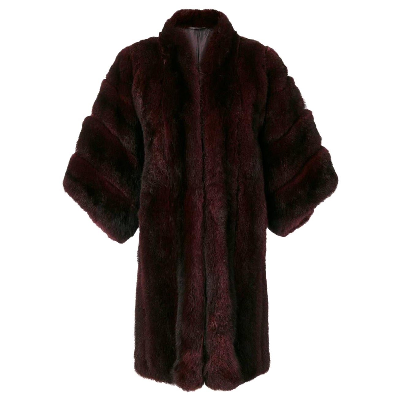 1980s Christian Dior Vintage Burgundy Pine Marten Fur Coat