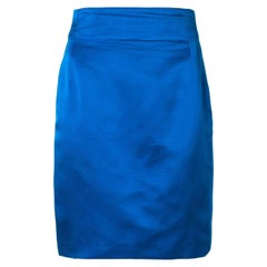 1990s Gianni Versace Vintage Electric Blue Silk Straight Skirt