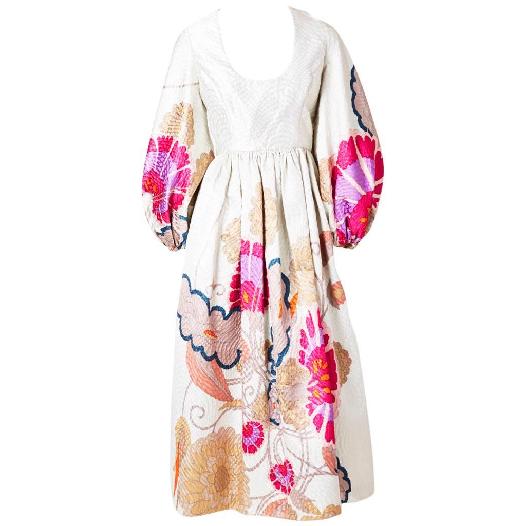 Bill Blass Floral Brocade Maxi Dress Late 60's