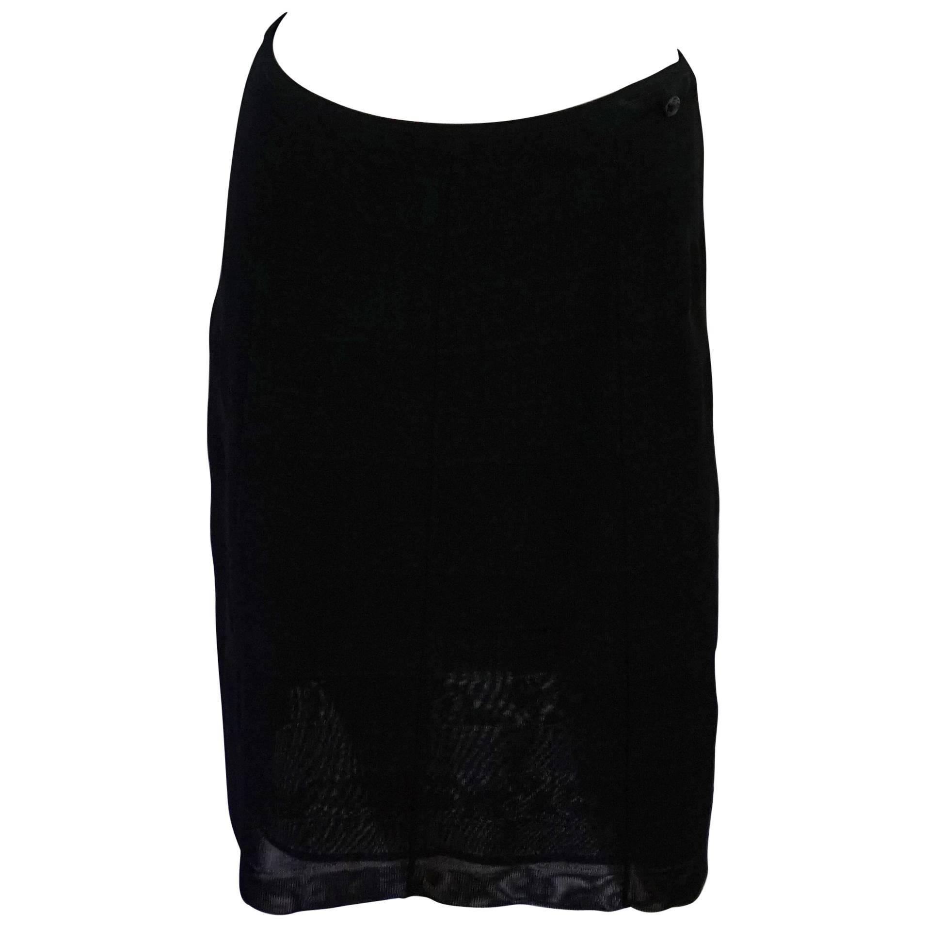 Chanel Falda de punto de 2 capas con diseño de panel rectangular negro - 44 - 07c
