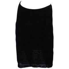 Chanel Black Rectangular Panel Design Knit 2 layer skirt - 44 - 07c