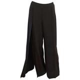 Pantalon palazzo Chanel en mousseline de soie marron chocolat - 42 - 99P