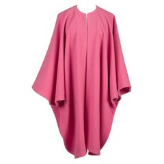 Vintage YVES SAINT LAURENT YSL Pink Pure Wool Cape or Wrap, 1980s