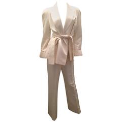 Jean-Louis Scherrer White Cotton and Silk Suit