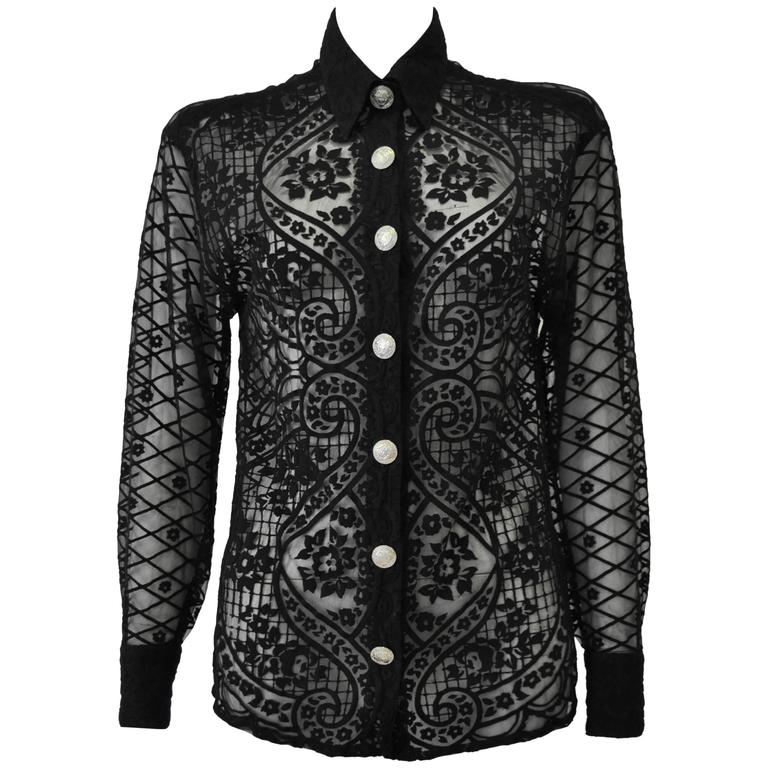 Exceptional Gianni Versace Couture Black Lace Shirt For Sale at 1stDibs ...