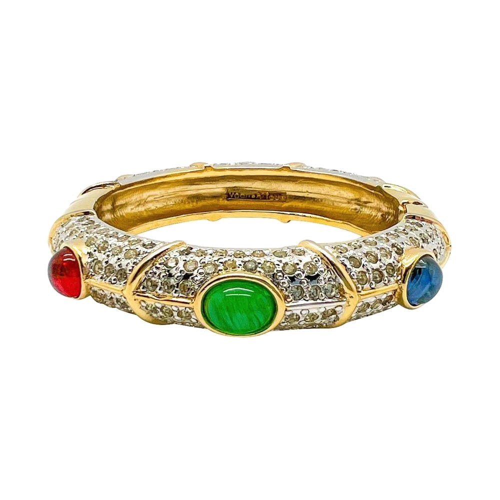 Vintage Vogue Bijoux Cabochon Jewelled Cuff 1980s