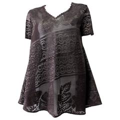 Exceptional Flared Gianfranco Ferre Chocolate Brown Lace Tunic Top