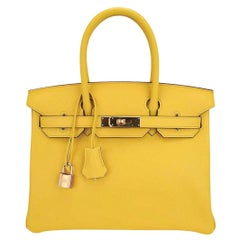 Hermes Birkin 30 Jaune de Naples Bag Novillo Leather Gold Hardware