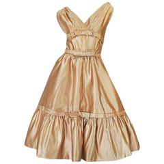 1950s Demi-Couture Christian Dior Gold Silk Bow Dress 7