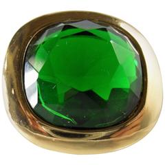 Kenneth Jay Lane Massive Faceted Faux Emerald Cocktail Ring. 