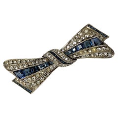Antique Elegant Art Deco Paste Sapphire Bow