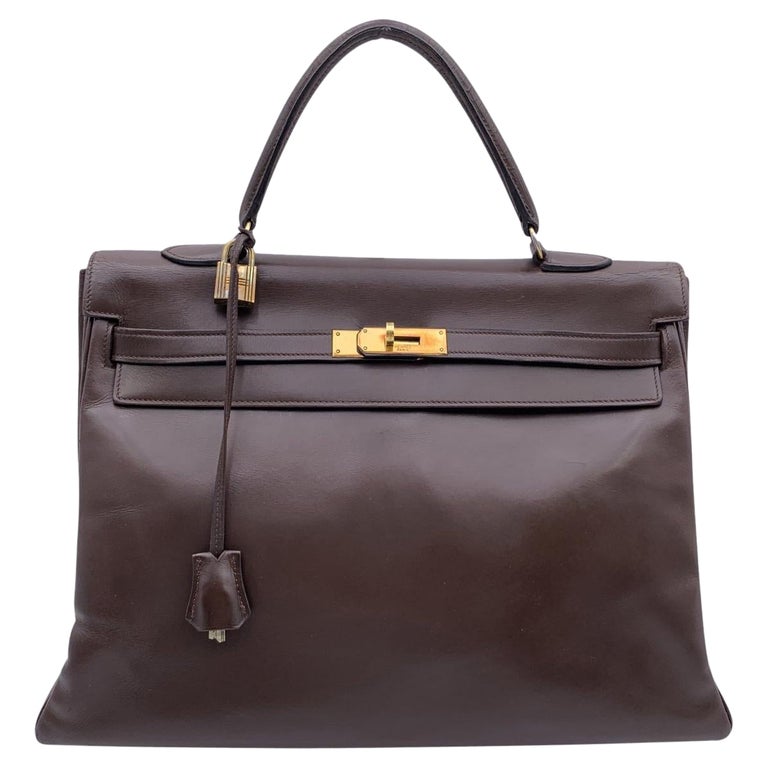 Hermes Vintage Braun Leder Kelly 35 Retourne Tasche Handtasche im Angebot  bei 1stDibs