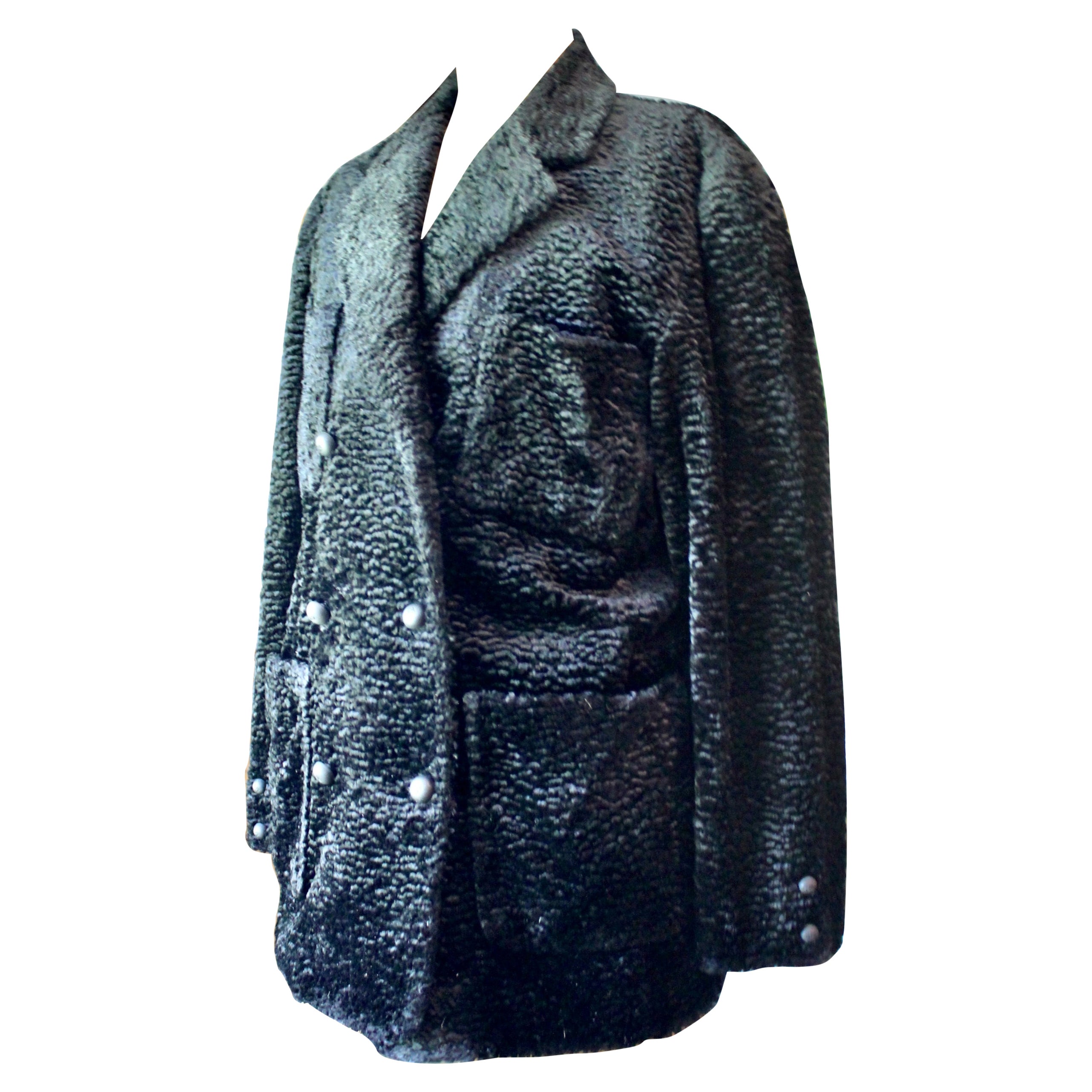 Manteau court Fendi 365 Karl Lagerfeld en faux astrakhan noir 