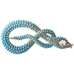 Vintage Kenneth Jay Lane Faux Turquoise Snake Brooch 11