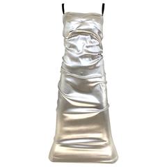 90s DOLCE & GABBANA silver metallic bustier top and skirt set 12
