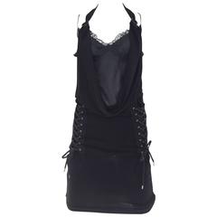 Christian Dior by John Galliano black jersey halter mini dress