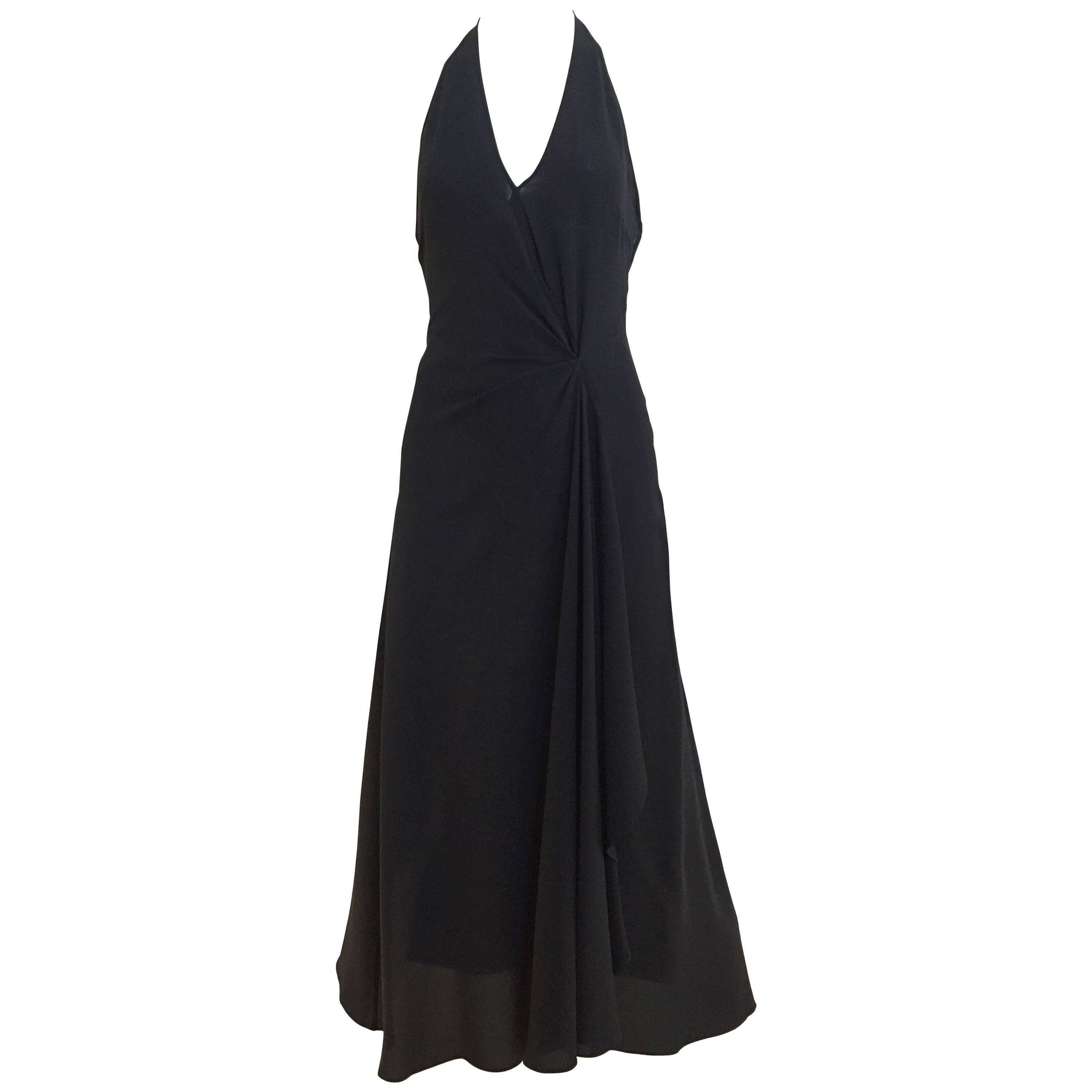 Celine black V neck halter dress
