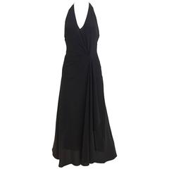 Celine black V neck halter dress