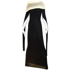 90s Rare Jean Paul black knit dress with long sleeve