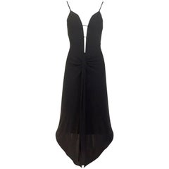  1990s La Perla Black V neck Jersey Cocktail Dress