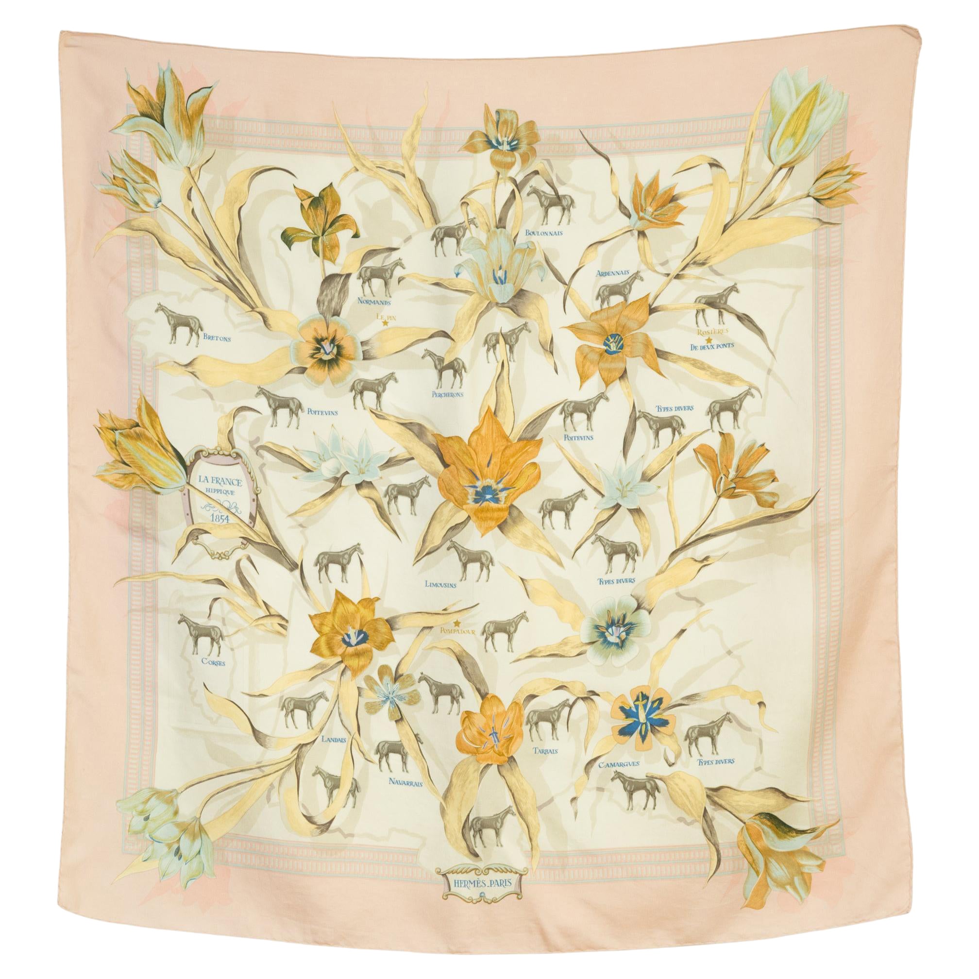 Hermes La France hippique by L. Szechenzyil Silk Scarf