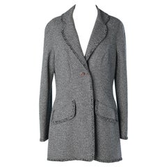 Grey and black tweed lurex double-breasted jacket Chanel 