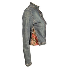 Vintage 90's JEAN PAUL GAULTIER Denim & Plaid Zip-Up Jacket 
