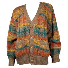 Vintage 80's MISSONI SPORT Striped Wool Cardigan Sweater